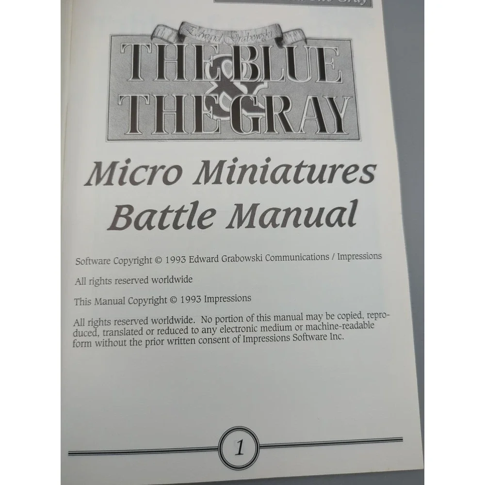Vtg 1993 Edward Grabowski's The Blue & The Gray Micro Miniatures Battle‎ Manual